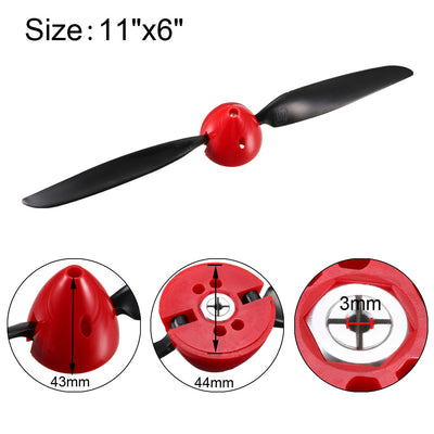 Harfington Uxcell RC Folding Propellers 11x6 inch Spinner Size D44xH43mm 3mm Motor Shaft Dia. 2-Vane for Airplane Helicopter Toy Nylon