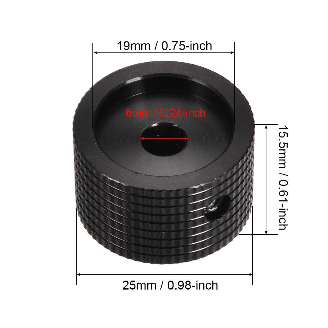 uxcell Uxcell Stereo Knob, 25*6*15.5 mm Aluminium Alloy, Volume Control Knobs, Black 4pcs