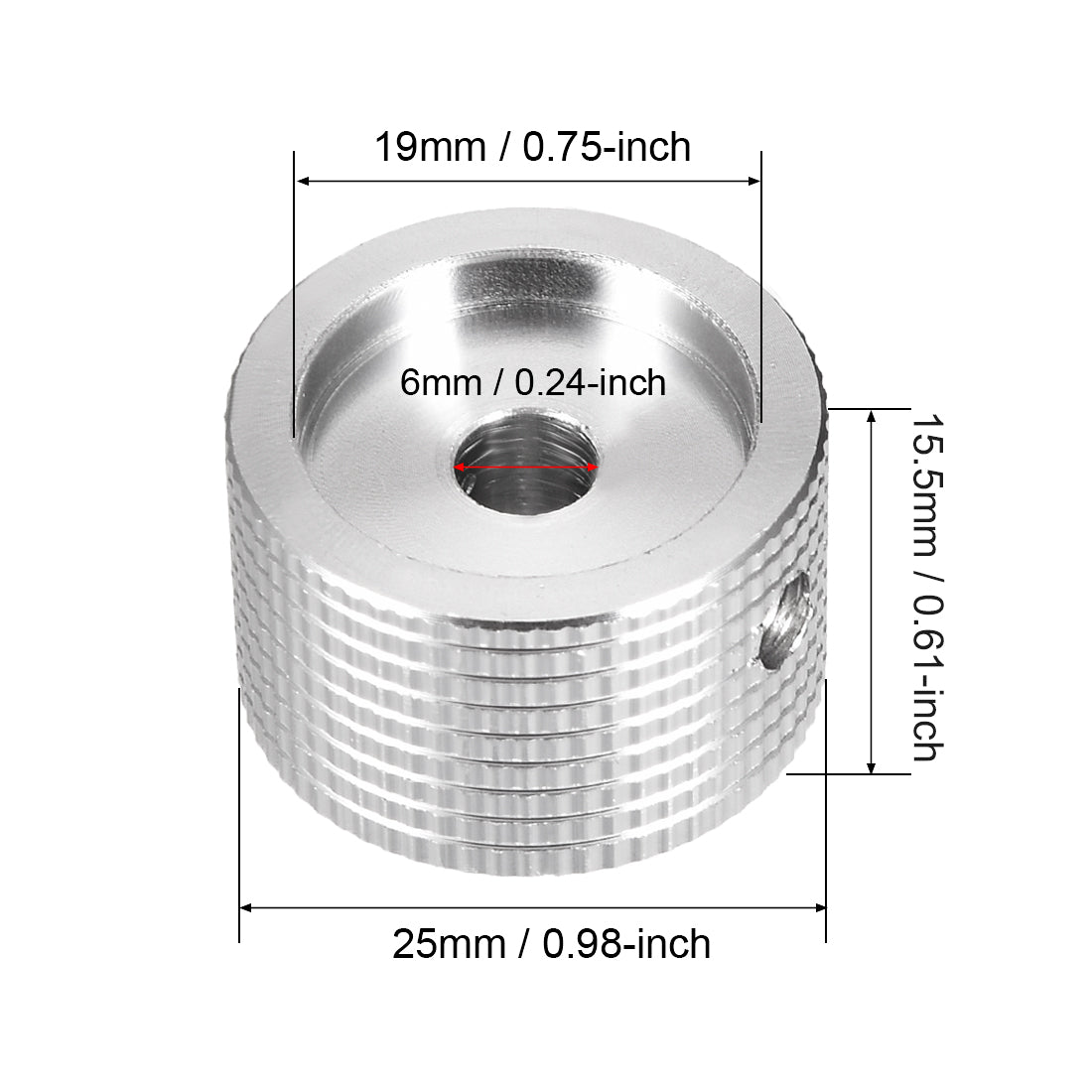 uxcell Uxcell Stereo Knob, 25*6*15.5 mm Aluminium Volume Knob, Silver Textured Surface 2pcs