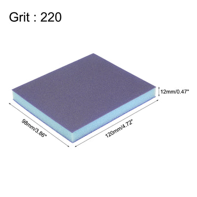 Harfington Uxcell Sanding Sponge, Medium Grit 220 Grit Sanding Block Pad, 4.72" x 3.86" x 0.47" Size Blue 8pcs