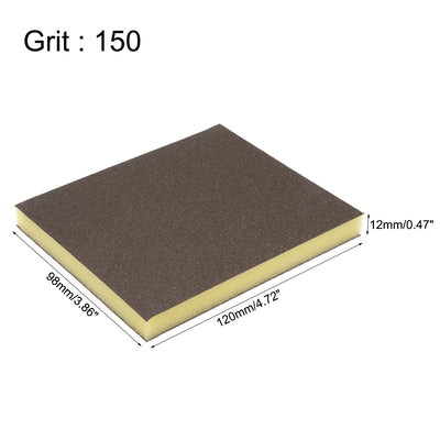 Harfington Uxcell Sanding Sponge, Medium Grit 150 Grit Sanding Block Pad, 4.72" x 3.86" x 0.47" Size Brown 4pcs