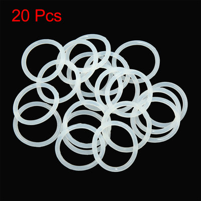 Harfington Silicone O-Rings, 20mm OD 16mm ID 2mm Width VMQ Seal Gasket for Compressor Valves Pipe Repair, White, Pack of 20