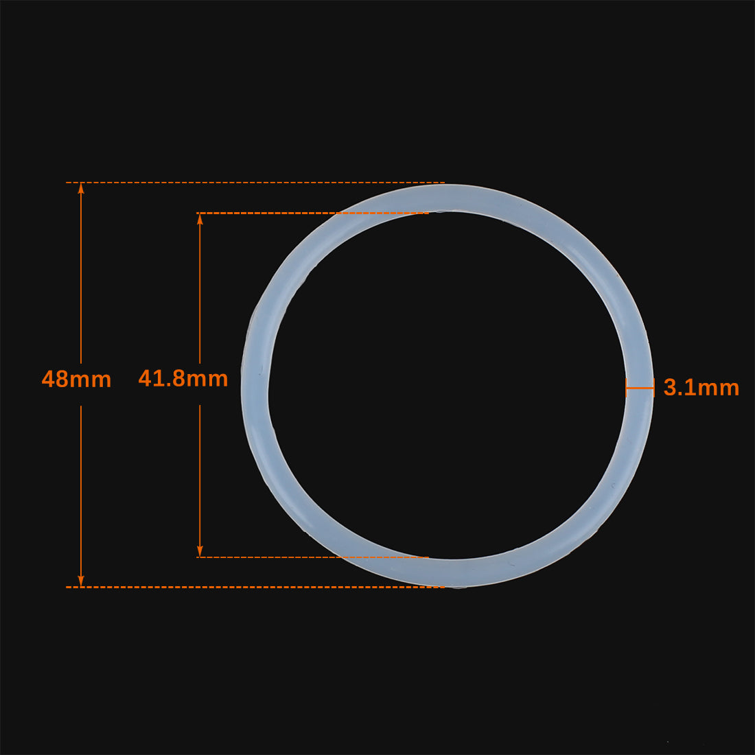Harfington Silicone O-Rings, 48mm OD 41.8mm ID 3.1mm Width VMQ Seal Gasket for Compressor Valves Pipe Repair, White, Pack of 10
