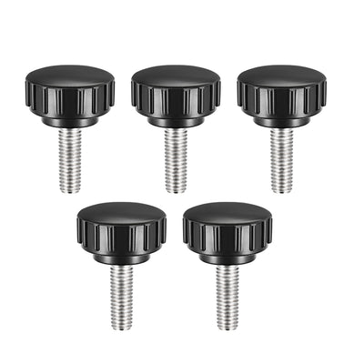 Harfington Uxcell M5 x 20mm Male Thread Knurled Clamping Knobs Grip Thumb Screw on Type Round Head 5 Pcs
