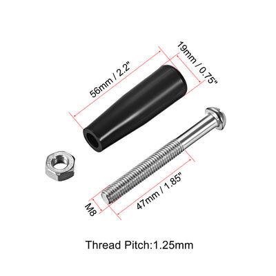 Harfington Uxcell Clamping Handles Screw Knobs M8 x 47mm (DxL)Threaded Plastic Metal Revolving Handle Grip 2pcs