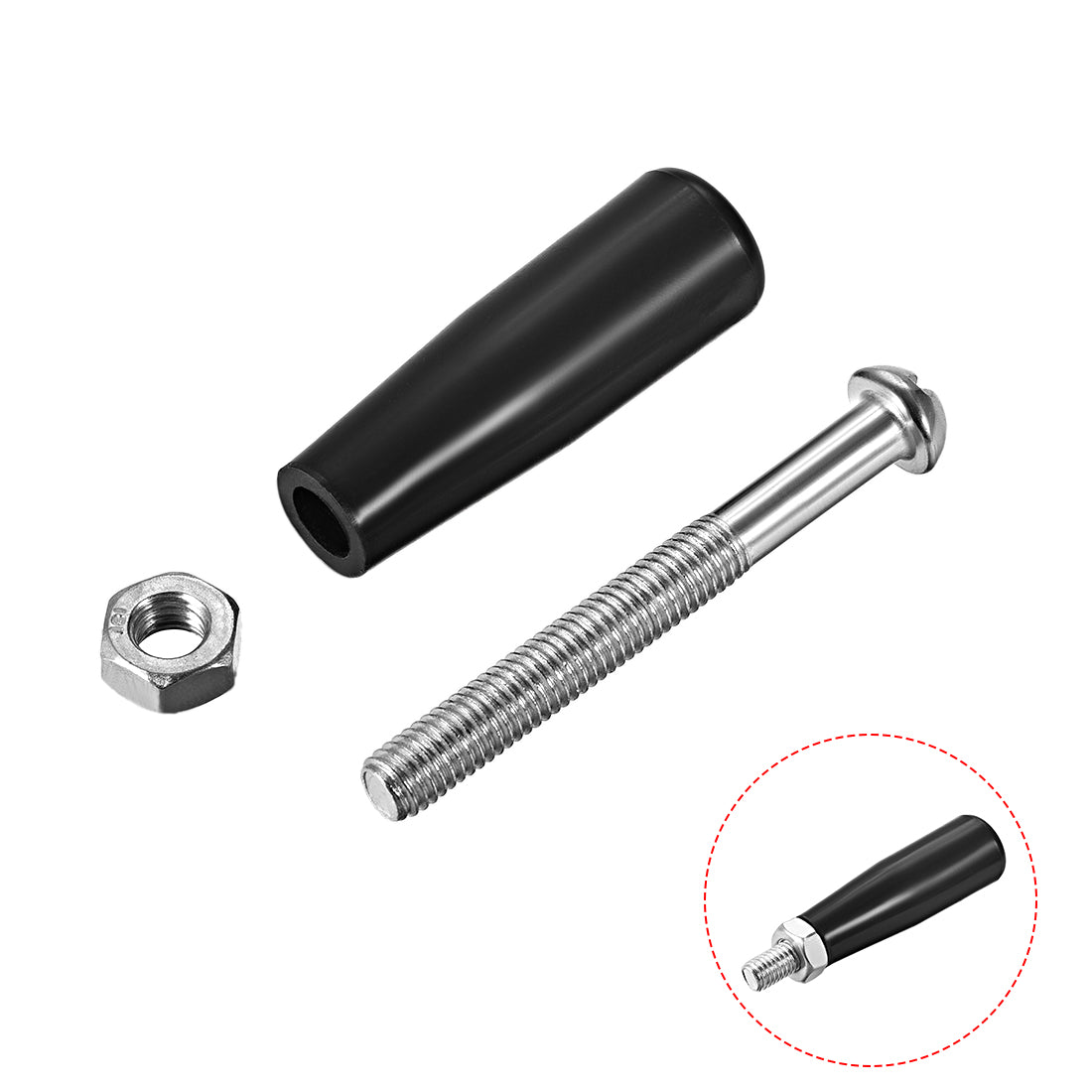 uxcell Uxcell Clamping Handles Screw Knobs M8 x 47mm (DxL)Threaded Plastic Metal Revolving Handle Grip 2pcs