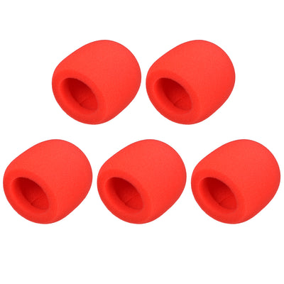 Harfington Uxcell 5PCS Thicken Sponge Foam Mic Cover Handheld Microphone Windscreen Red for KTV