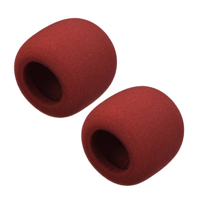Harfington Uxcell 2X Thicken Sponge Foam Mic Cover Handheld Microphone Windscreen Wine-Red for KTV