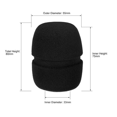 Harfington Uxcell 5X Sponge Foam Mic Cover Microphone Windscreen Shield Protection Black for KTV