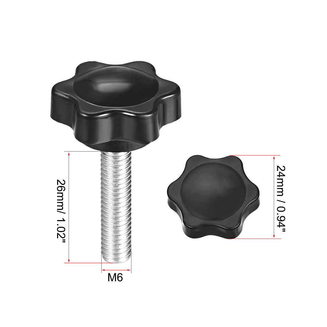 uxcell Uxcell Clamping Handle Gripandles Screw Knobs Handgrips Star Knob  Male Thread pcs