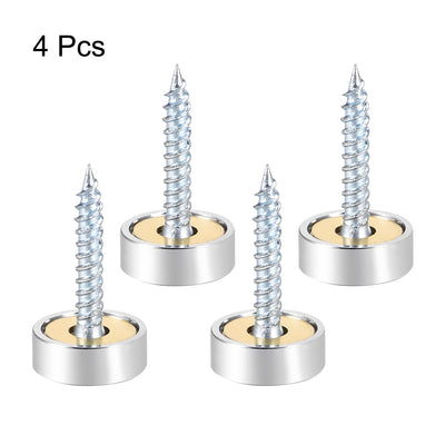 Harfington Uxcell Mirror Screws Decorative Caps Cover Stainless Steel 4pcs