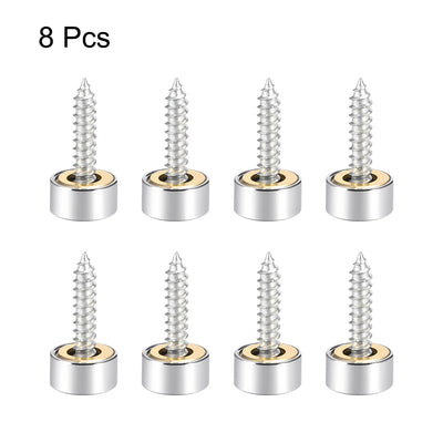Harfington Uxcell Mirror Screw Decorative Cap Cover Nail Stainless Steel 8pcs