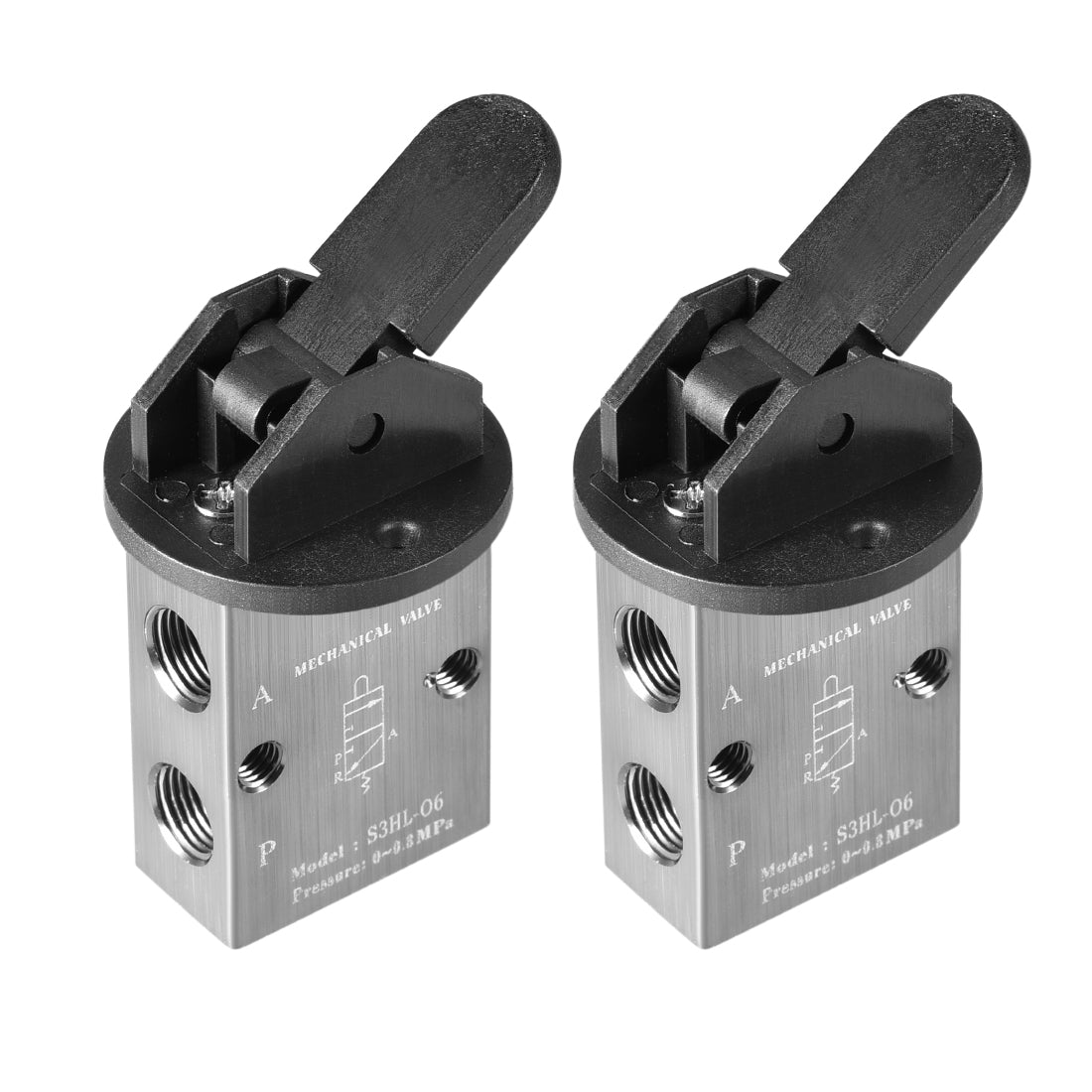 uxcell Uxcell S3HL-06 2 Position 3 Way 1/8" PT Manual Hand Pull Pneumatic Solenoid Mechanical Valve 2pcs