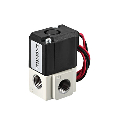Harfington Uxcell QVT307 Pneumatic Air NC Single Electrical Control Solenoid Valve DC24V 3 Way 2 Position 1/4" PT Internally Piloted Acting Type