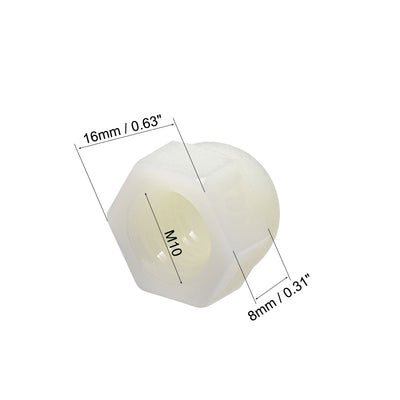 Harfington Uxcell M3 Cap Nut, Hex Acorn Dome Head Nuts for Screws Bolts Nylon White 10 Pcs
