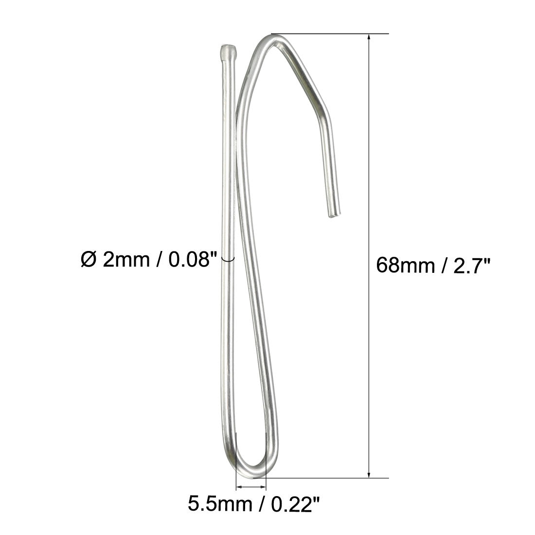 uxcell Uxcell Curtain Hooks Pin-On Drapery Hook Zinc Plating Long Shanks  2.7" 40 Pcs
