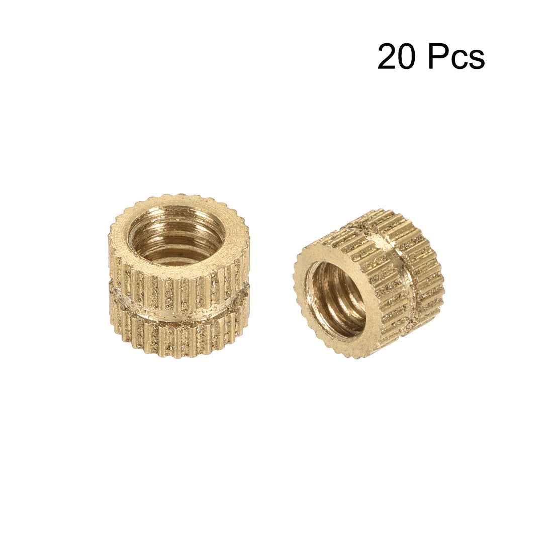 uxcell Uxcell Knurled Insert Nuts, M6 x 6mm(L) x 8mm(OD) Female Thread Brass Embedment Assortment Kit, 20 Pcs