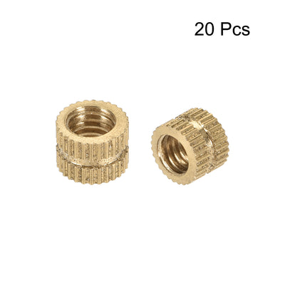 Harfington Uxcell Knurled Insert Nuts, M6 x 6mm(L) x 8mm(OD) Female Thread Brass Embedment Assortment Kit, 20 Pcs