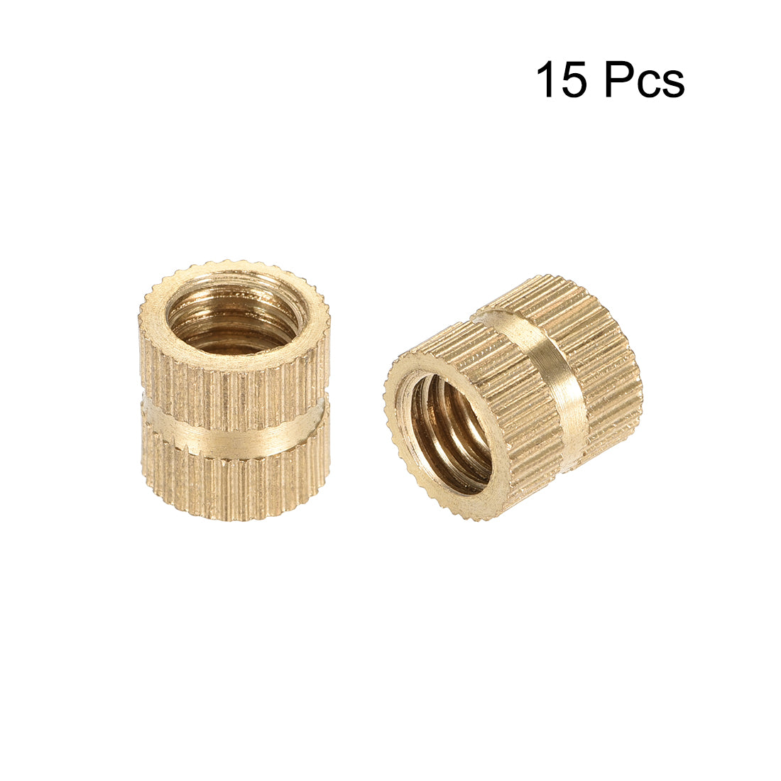 uxcell Uxcell Knurled Insert Nuts, M8 x 10mm(L) x 10mm(OD) Female Thread Brass Embedment Assortment Kit, 15 Pcs