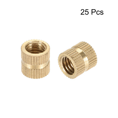 Harfington Uxcell Knurled Insert Nuts, M8 x 10mm(L) x 10mm(OD) Female Thread Brass Embedment Assortment Kit, 25 Pcs