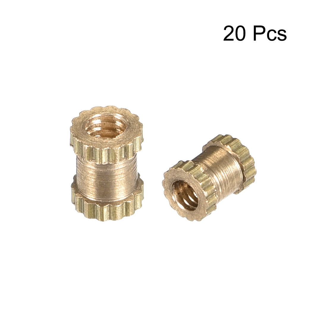 uxcell Uxcell M2 x 4mm(L) x 3.5mm(OD) Brass Knurled Threaded Insert Embedment Nuts, 20 Pcs