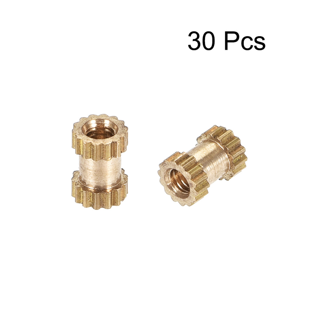 uxcell Uxcell Knurled Insert Nuts, M2 x 5mm(L) x 3.5mm(OD) Female Thread Brass Embedment Assortment Kit, 30 Pcs