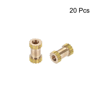 Harfington Uxcell Knurled Insert Nuts, M2 x 6mm(L) x 3.5mm(OD) Female Thread Brass Embedment Assortment Kit, 20 Pcs