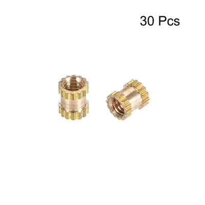 Harfington Uxcell Knurled Insert Nuts, M2.5 x 4mm(L) x 3.5mm(OD) Female Thread Brass Embedment Assortment Kit, 30 Pcs