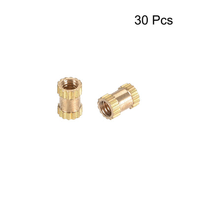 Harfington Uxcell Knurled Insert Nuts, M2.5 x 5mm(L) x 3.5mm(OD) Female Thread Brass Embedment Assortment Kit, 30 Pcs