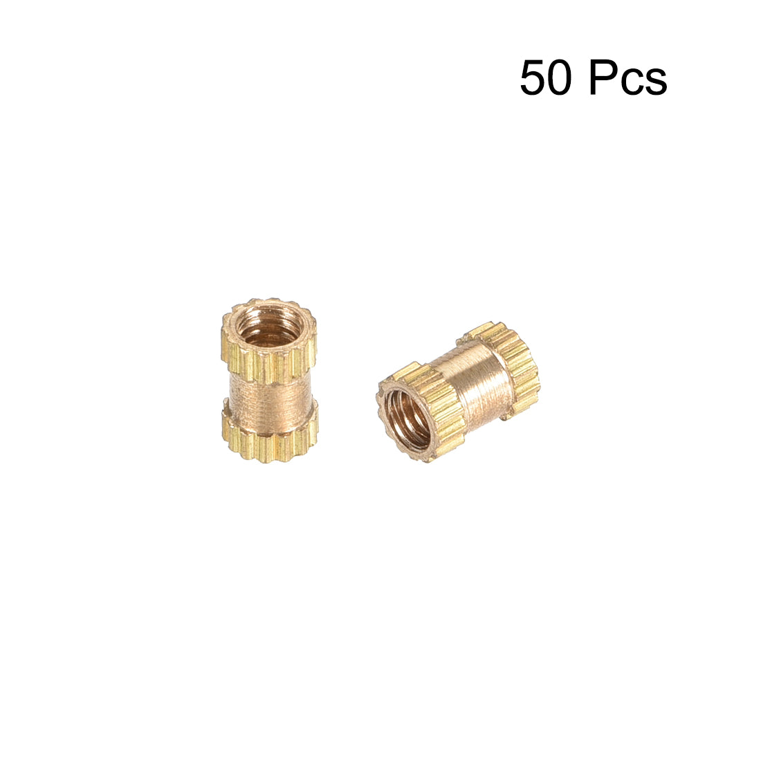 uxcell Uxcell Knurled Insert Nuts, M2.5 x 5mm(L) x 3.5mm(OD) Female Thread Brass Embedment Assortment Kit, 50 Pcs