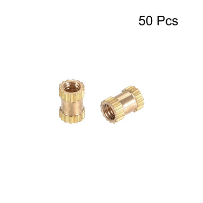 Harfington Uxcell Knurled Insert Nuts, M2.5 x 5mm(L) x 3.5mm(OD) Female Thread Brass Embedment Assortment Kit, 50 Pcs