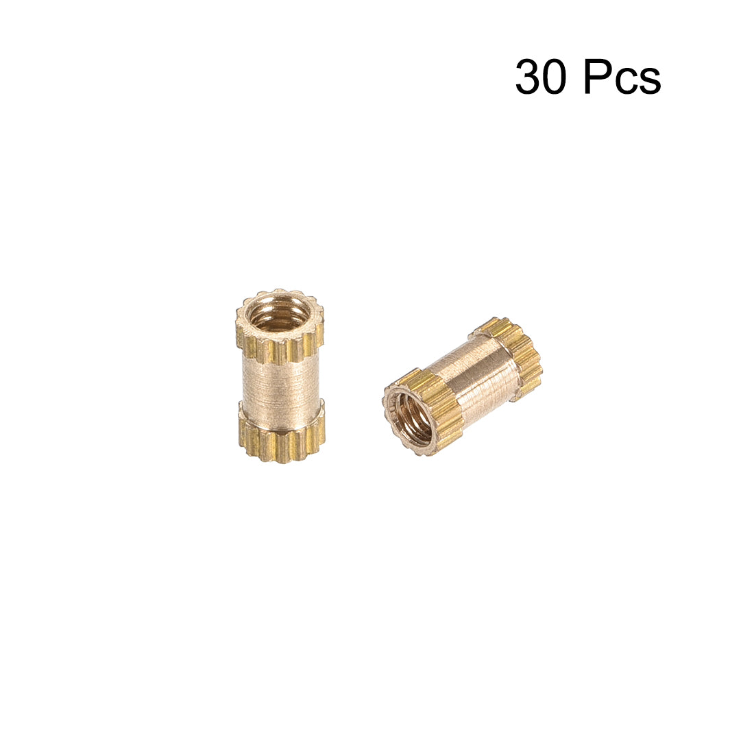 uxcell Uxcell Knurled Insert Nuts, M2.5 x 6mm(L) x 3.5mm(OD) Female Thread Brass Embedment Assortment Kit, 30 Pcs