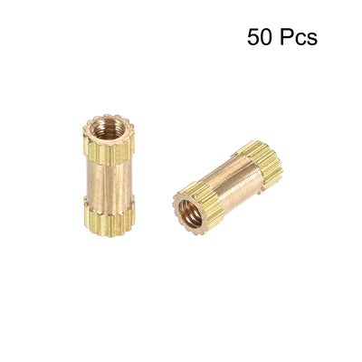 Harfington Uxcell Knurled Insert Nuts, M2.5 x 8mm(L) x 3.5mm(OD) Female Thread Brass Embedment Assortment Kit, 50 Pcs