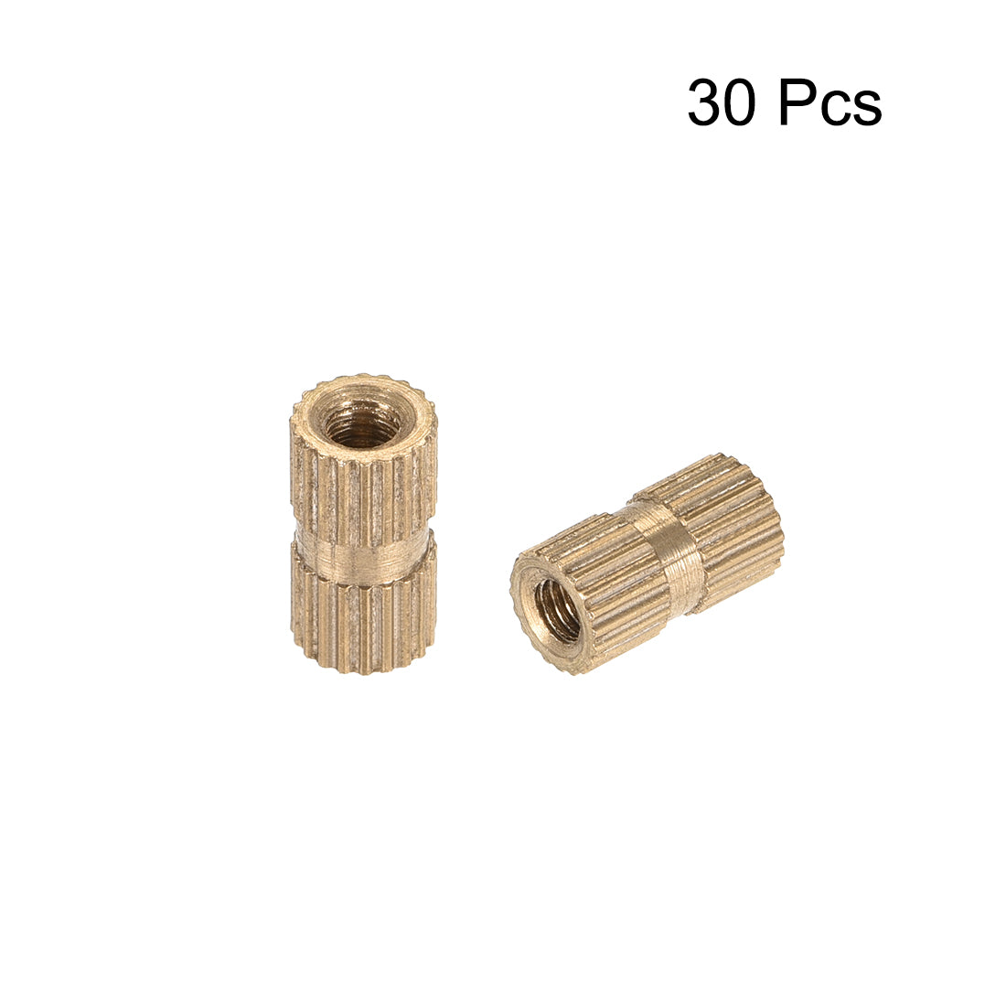 uxcell Uxcell Knurled Insert Nuts, M3 x 10mm(L) x 5mm(OD) Female Thread Brass Embedment Assortment Kit, 30 Pcs