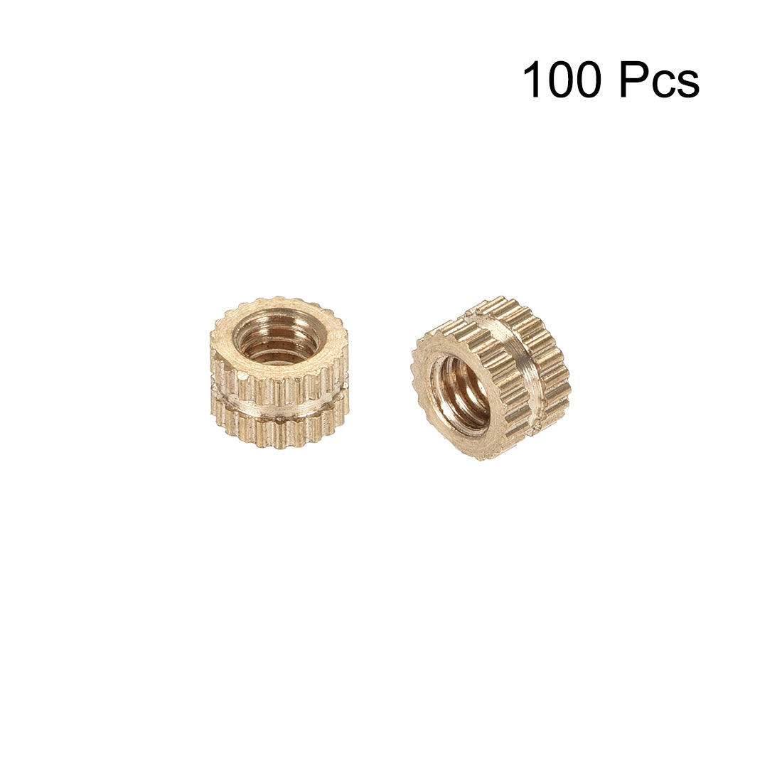 uxcell Uxcell M4 x 0.7mm Female Brass Knurled Threaded Insert Embedment Nut for 3D Printer, 100Pcs