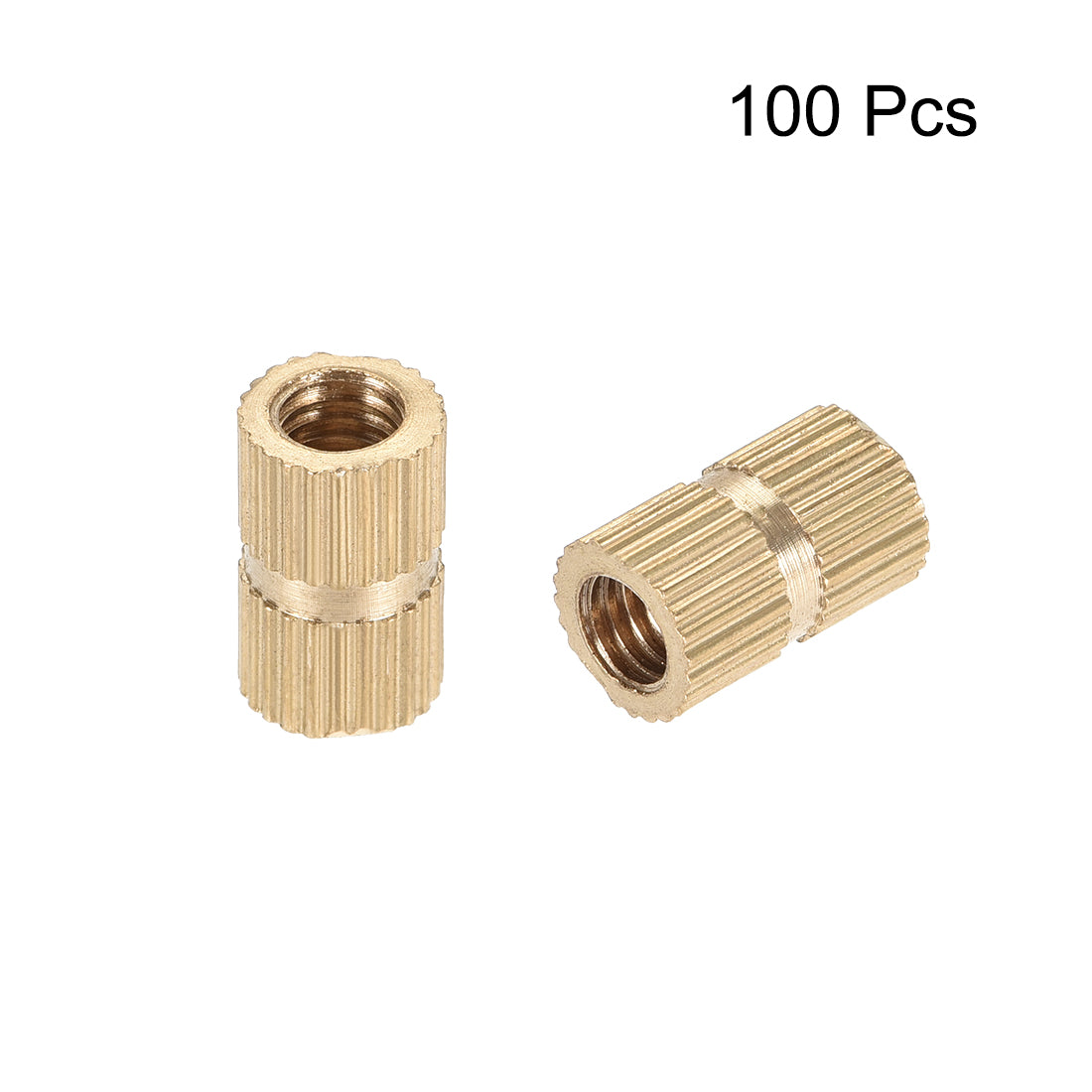 uxcell Uxcell Knurled Insert Nuts, M5 x 12mm(L) x 7mm(OD) Female Thread Brass Embedment Assortment Kit, 100 Pcs