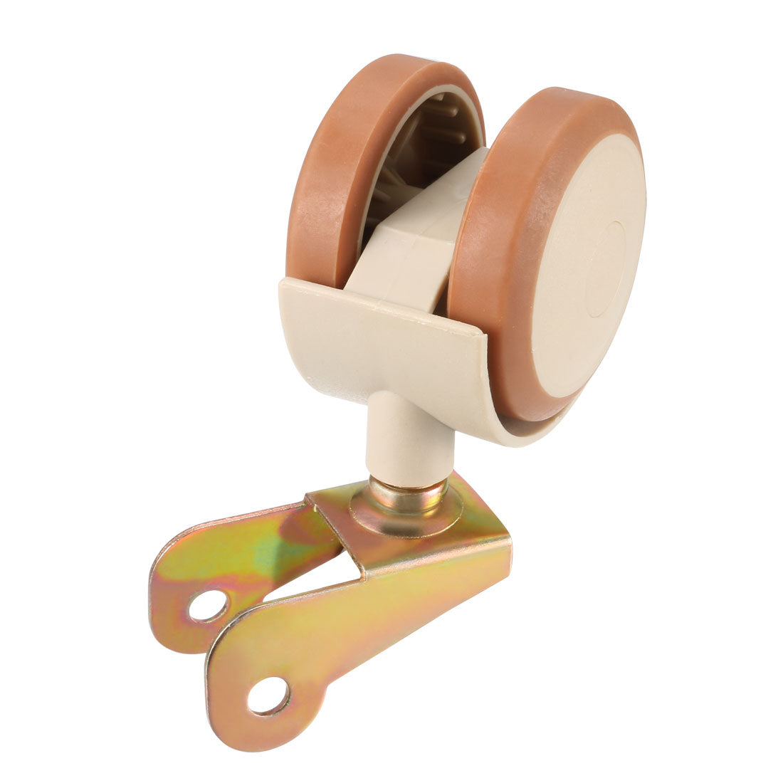 Uxcell Uxcell 1.85 Inch Swivel Caster Wheels 20mm Width P-type Bracket Furniture Caster Twin Wheel Brown with Brake , 4pcs