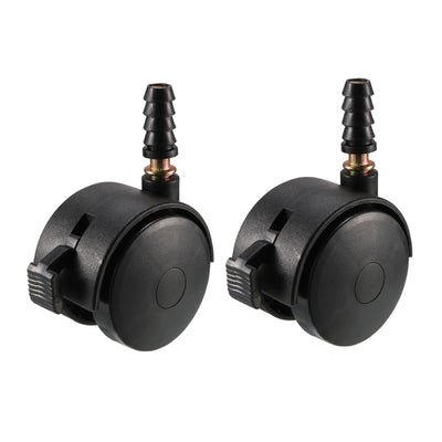 Harfington Uxcell 1.85 Inch Swivel Caster Wheels Grip Neck Stem Caster Black Furniture Wheel with Brake and Mounting Socket, 2pcs