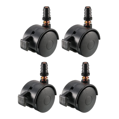 uxcell Uxcell 1.5 Inch Swivel Caster Wheels Grip Neck Stem Caster Black Furniture Wheel with Brake and Mounting Socket, 4pcs
