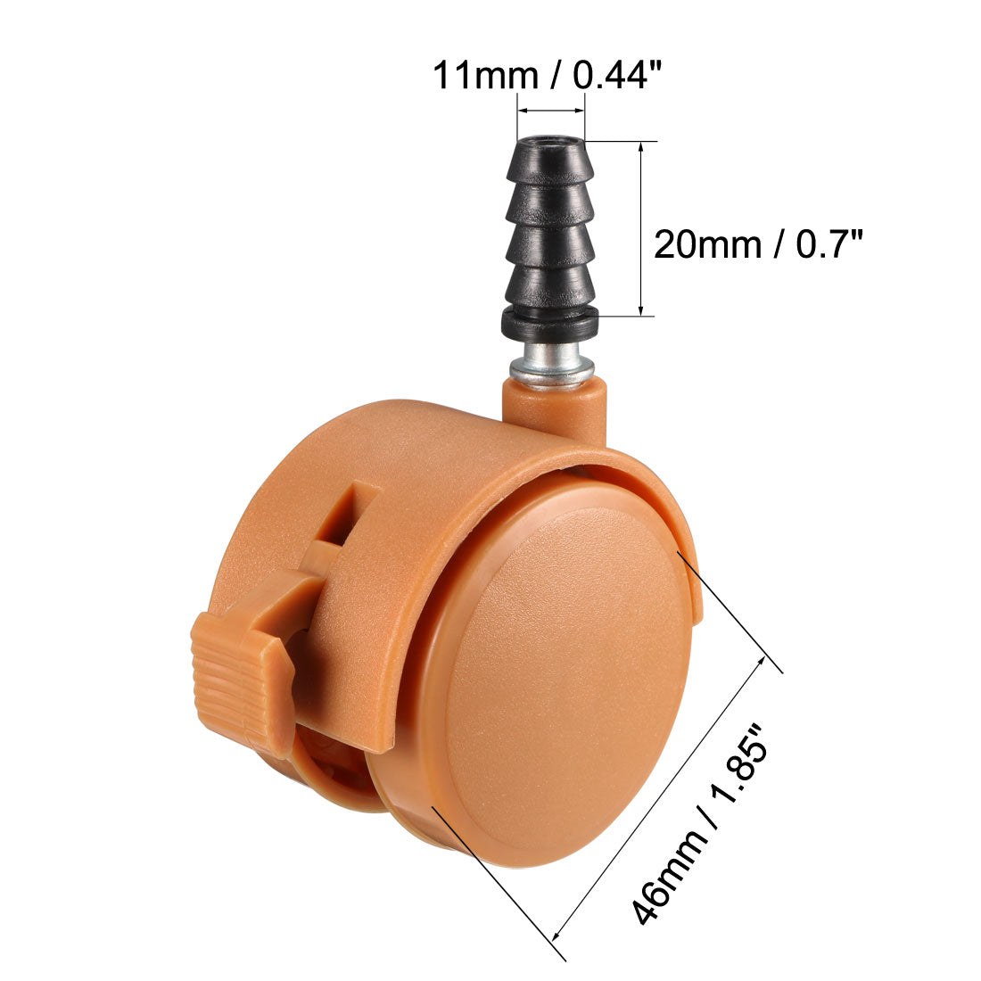uxcell Uxcell 1.85 Inch Swivel Caster Wheels Grip Neck Stem Caster Brown Furniture Wheel with Brake and Mounting Socket, 4pcs