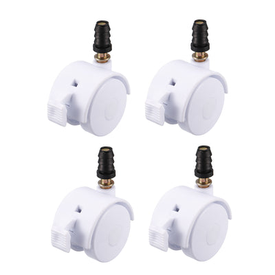 Harfington Uxcell 1.5 Inch Swivel Caster Wheels Grip Neck Stem Caster White Furniture Wheel with Brake and Mounting Socket