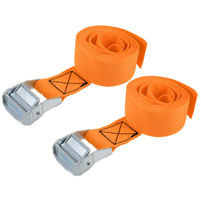Harfington Uxcell Lashing Strap 1.5" x 6.5' Cargo Tie Down Straps with Cam Lock Buckle Up to 1100lbs Orange 2Pcs