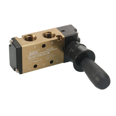 Harfington Uxcell Manual Hand Pull Solenoid Valve 2 Position 5 Way Pneumatic 1/4" PT Air Hand Lever Operated Valve with 4mm OD Connect Fitting and Brass Exhaust Muffler