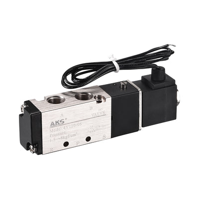Harfington Uxcell 4V110-06 Pneumatic Air Electrical Control Solenoid Valve DC 12V 5 Way 2 Position 1/8" PT Internally Single Piloted Acting Type