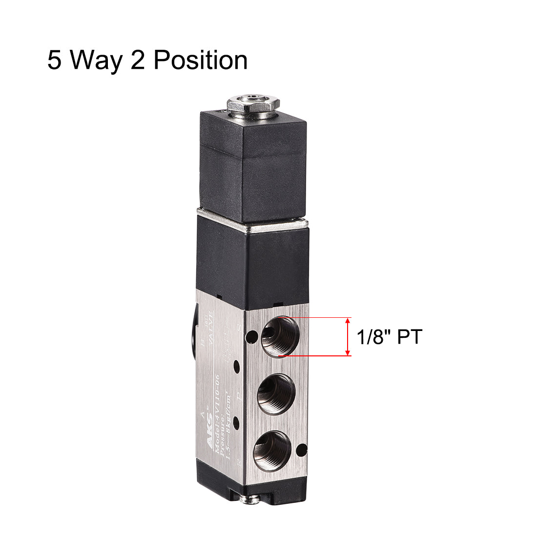 uxcell Uxcell 4V110-06 Pneumatic Electrical Control Solenoid Valve DC 24V 5 Way 2 Position 1/8" PT Internally Single Piloted Acting Type