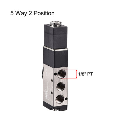 Harfington Uxcell 4V110-06 Pneumatic Electrical Control Solenoid Valve DC 24V 5 Way 2 Position 1/8" PT Internally Single Piloted Acting Type