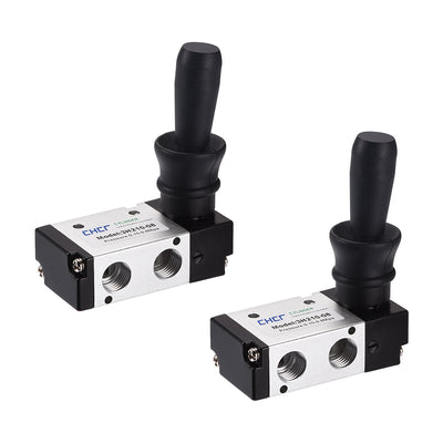 uxcell Uxcell Manual Hand Pull Solenoid Valve 2 Position 3 Way Pneumatic 1/4" PT Thread Air Hand Lever Operated Valve 2pcs