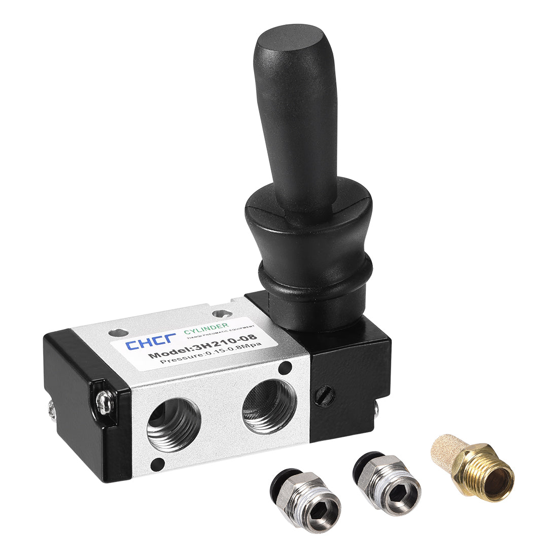 uxcell Uxcell Manual Hand Pull Solenoid Valve 2 Position 3 Way Pneumatic 1/4" PT Air Hand Lever Operated Valve with 6mm OD Connect Fitting Exhaust Muffler