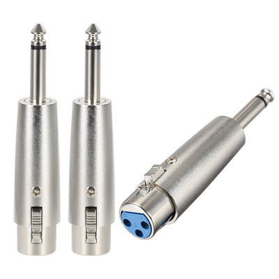 Harfington Uxcell XLR Female to 1/4" Male TRS Adapter,Gender Changer - XLR-F to 6.35mm Mono Coupler	Adapters,Microphones Mono Plug In Audio Connector,Mic Plug 3pcs