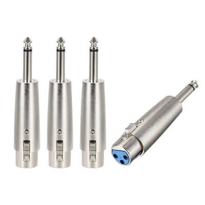 Harfington Uxcell XLR Female to 1/4" Male TRS Adapter,Gender Changer - XLR-F to 6.35mm Mono Coupler	Adapters,Microphones Mono Plug In Audio Connector,Mic Plug 4pcs